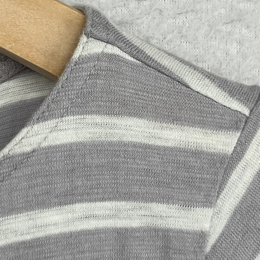 EILEEN FISHER Top S Organic Cotton Jersey Slub Striped Cap Sleeve Gray